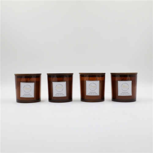 D10X10CMH SCENTED DECORATED GLASS CANDLE WITH WOODEN LID