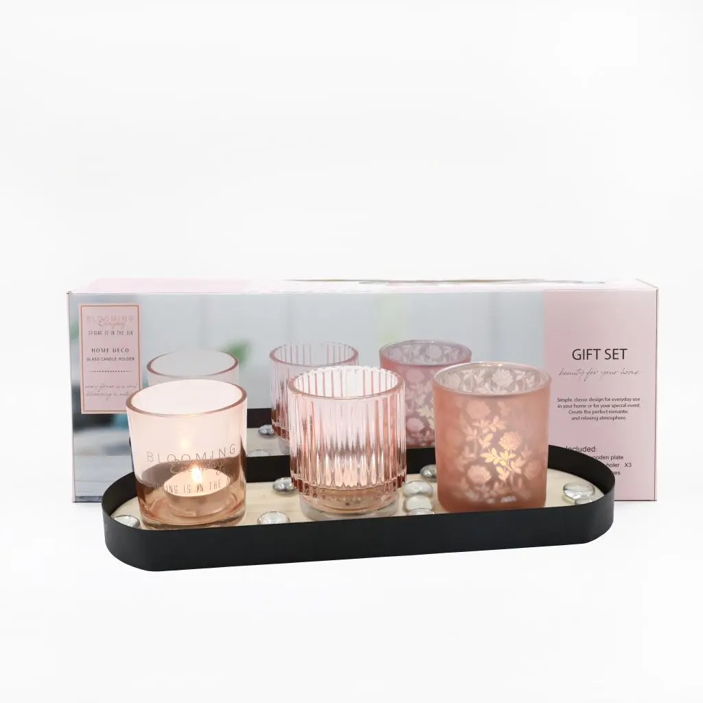 31.5X8.5X11.5CMH WOODEN GLASS HOLDER GIFT SET