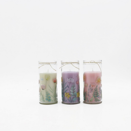 D6.2X14CMH GLASS CUP COLORED CANDLE