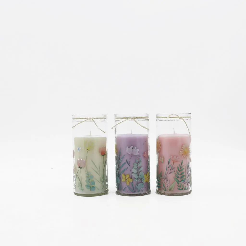 D6.2X14CMH GLASS CUP COLORED CANDLE