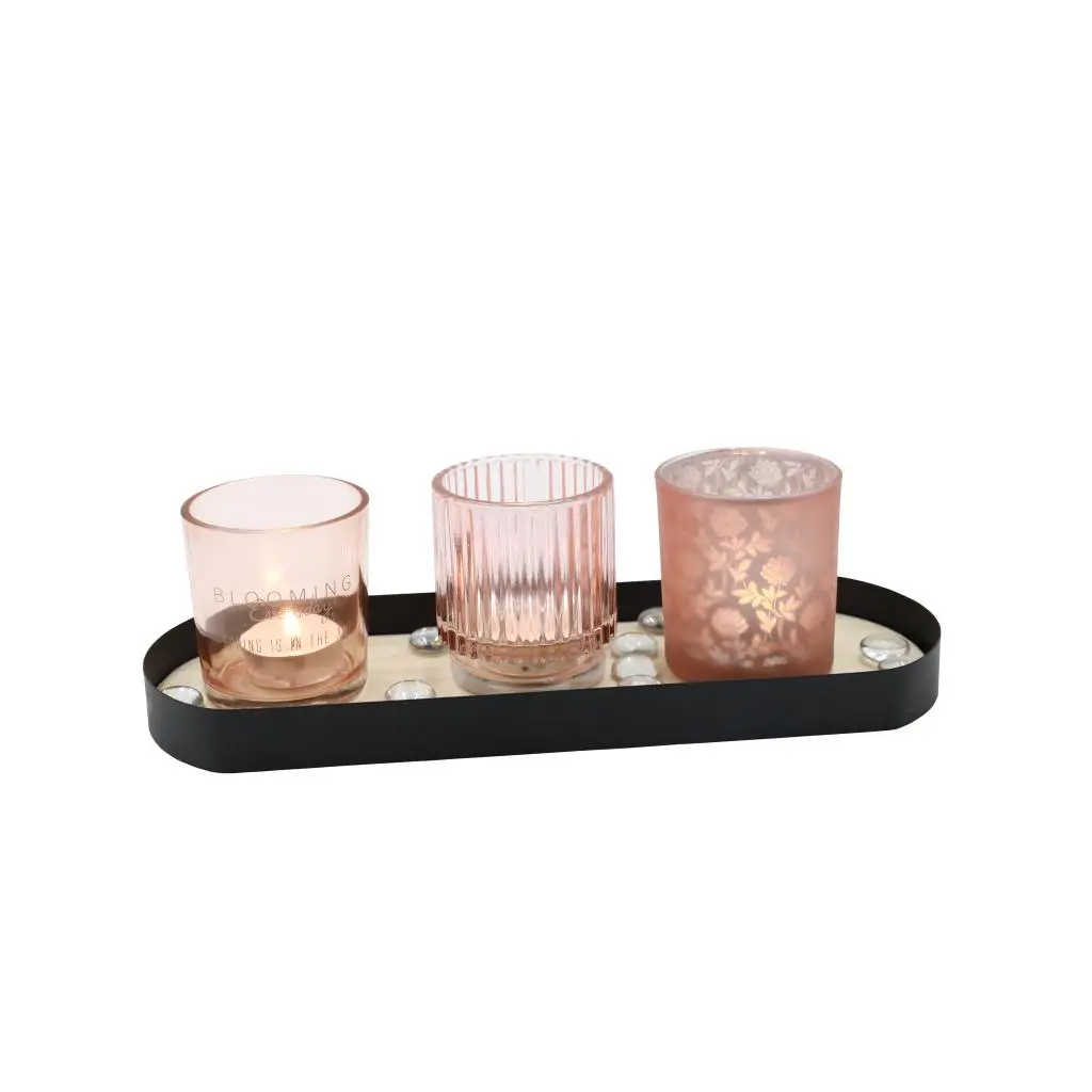 31.5X8.5X11.5CMH WOODEN GLASS HOLDER GIFT SET