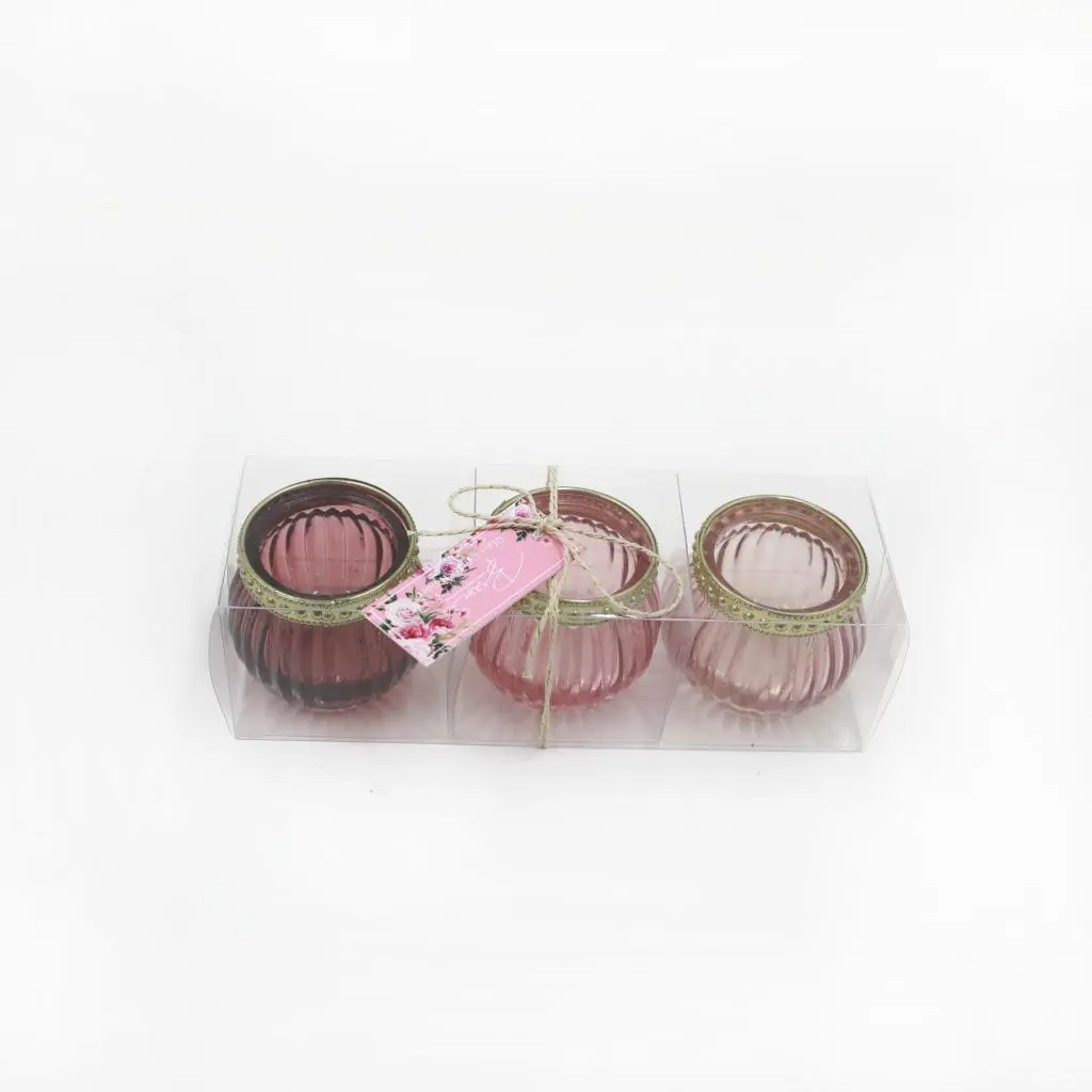 S/3PCS D6X5.5CMH GLASS CANDLE POT