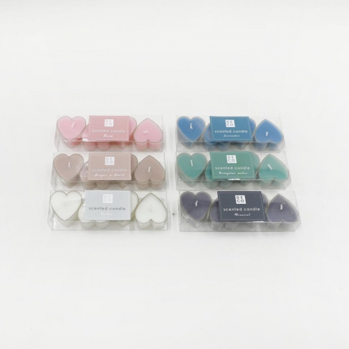 SET/4PCS PLASTIC HEART SHAPE TEA-LIGHT CANDLE