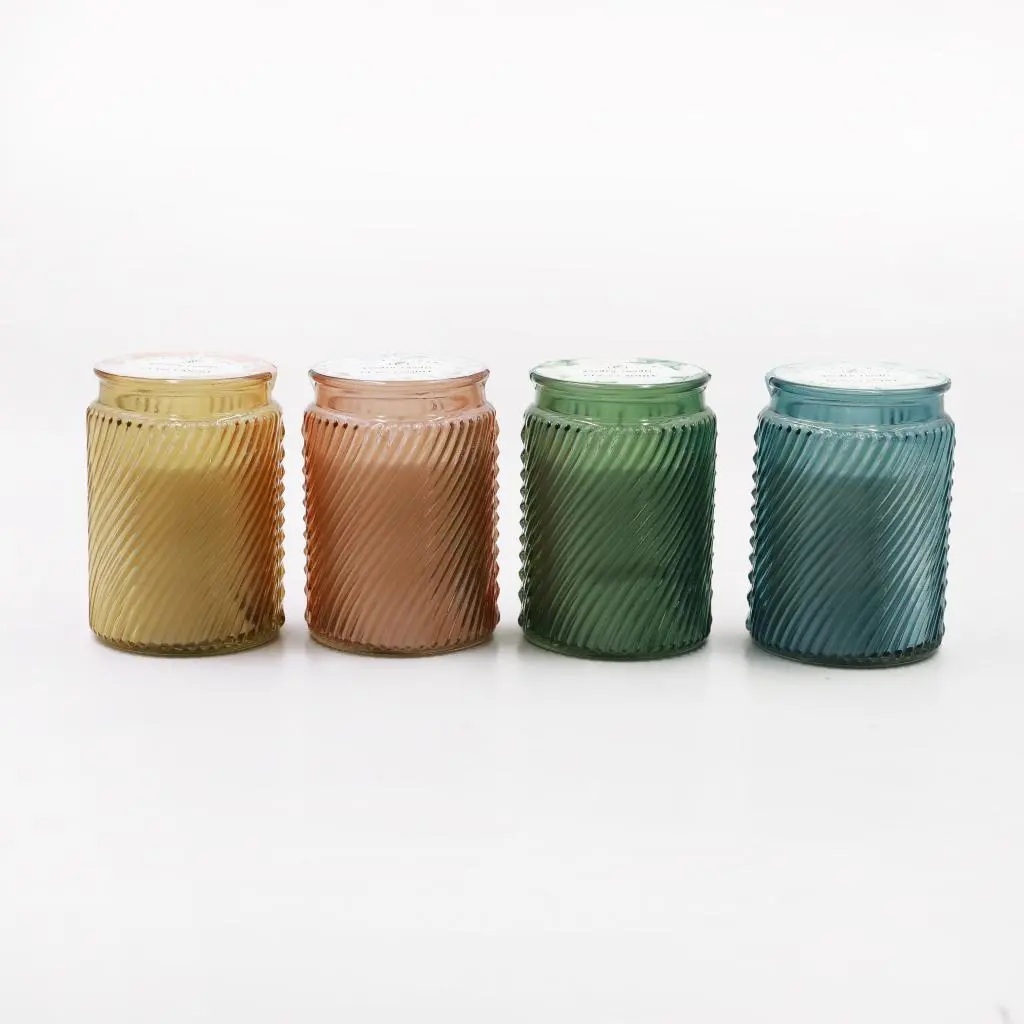 D9.5X14.5CMH CITRONELLA COLORED GLASS CANDLE