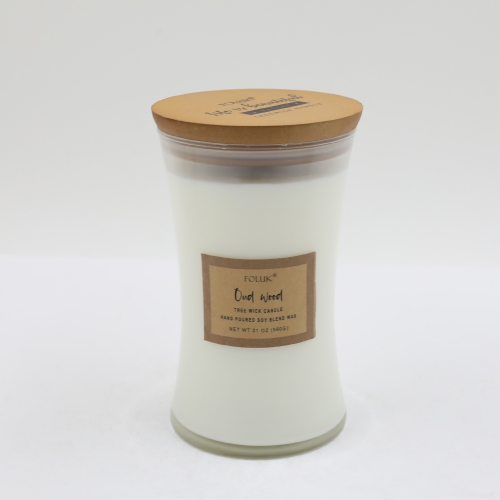 FOLUK 20.8oz Our Wood Scented 1 Wooden Wick Candle