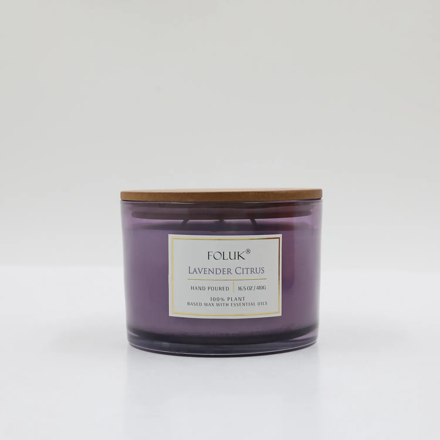 FOLUK 15.9oz Lavender Citrus Scented 3-Wick Candle