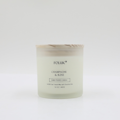 FOLUK 13.8oz Champagne Rose Scented 2-Wick Candle
