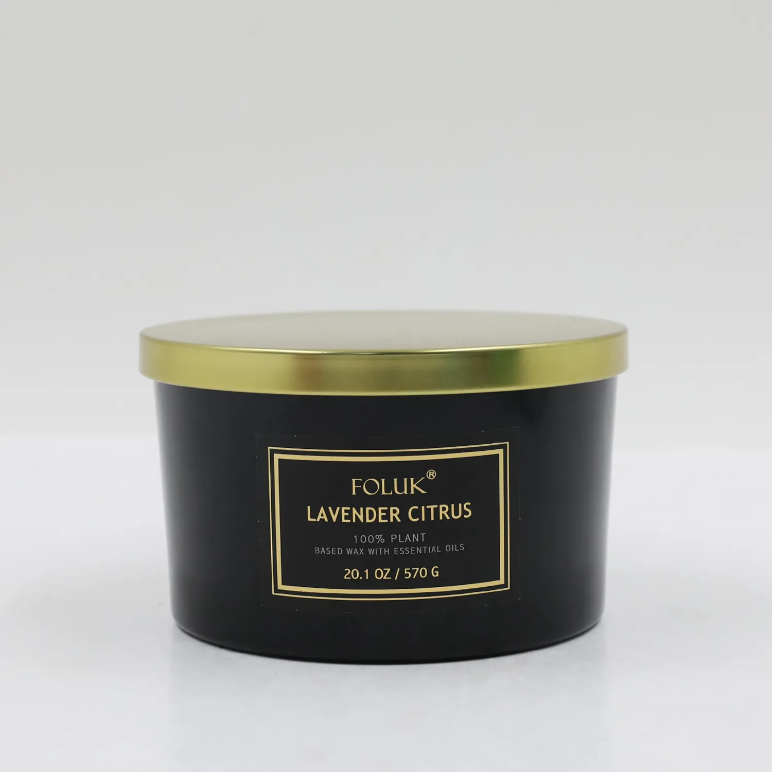 FOLUK 18.3oz Lavender Citrus Scented 3-Wick Candle