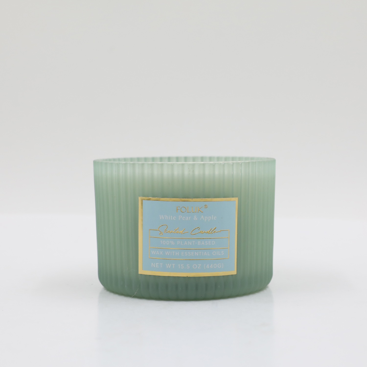 FOLUK 15.2oz White Pear&Apple Scented 2-Wick Candle