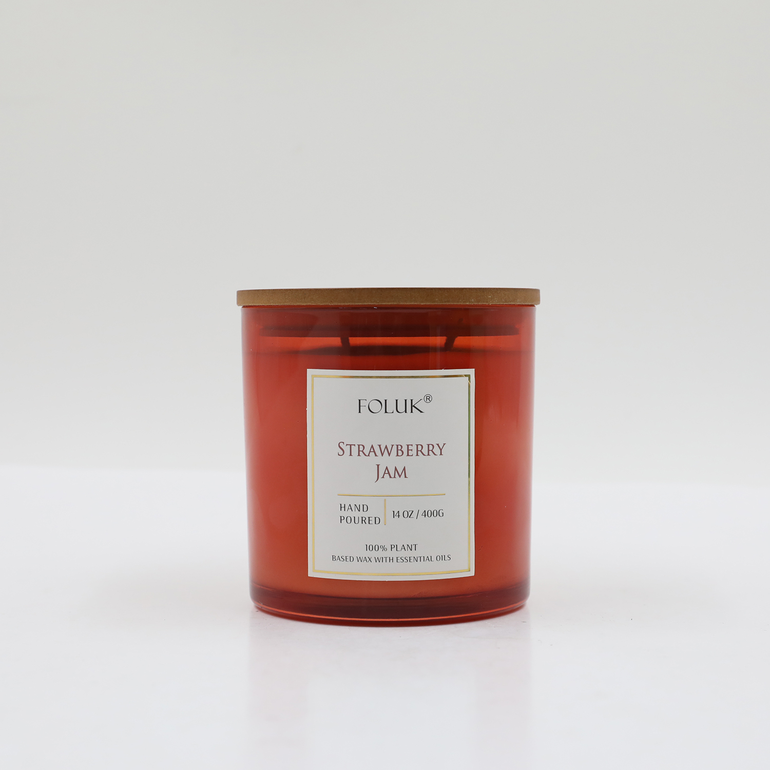 FOLUK 13.8oz Strawberry Jam Scented 2-Wick Candle