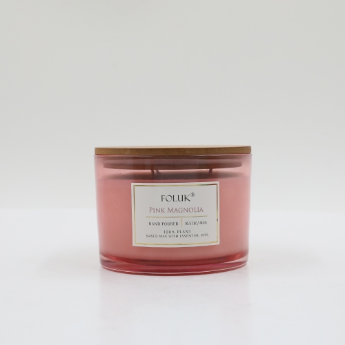 FOLUK 15.9oz Pink Magnolia Scented 3-Wick Candle