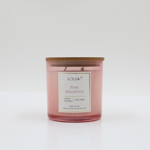 FOLUK 13.8oz Pink Magnolia Scented 2-Wick Candle