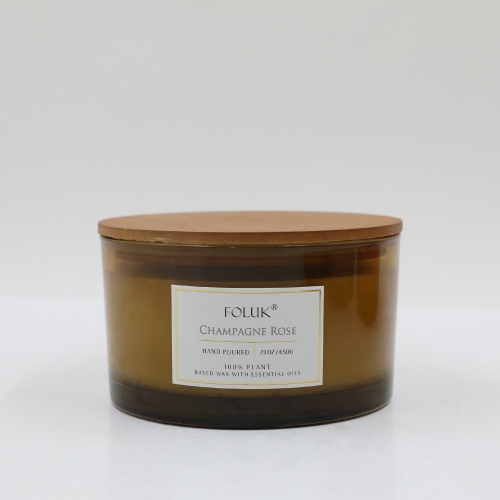 FOLUK 23oz Champagne Rose Scented 4-Wick Candle