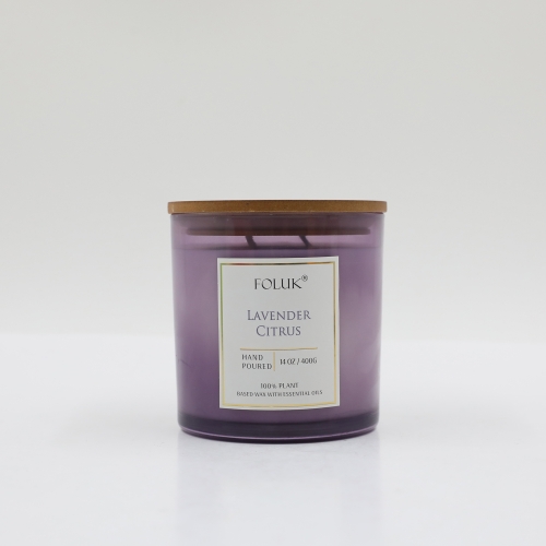 FOLUK 13.8oz Lavender Citrus Scented 2-Wick Candle