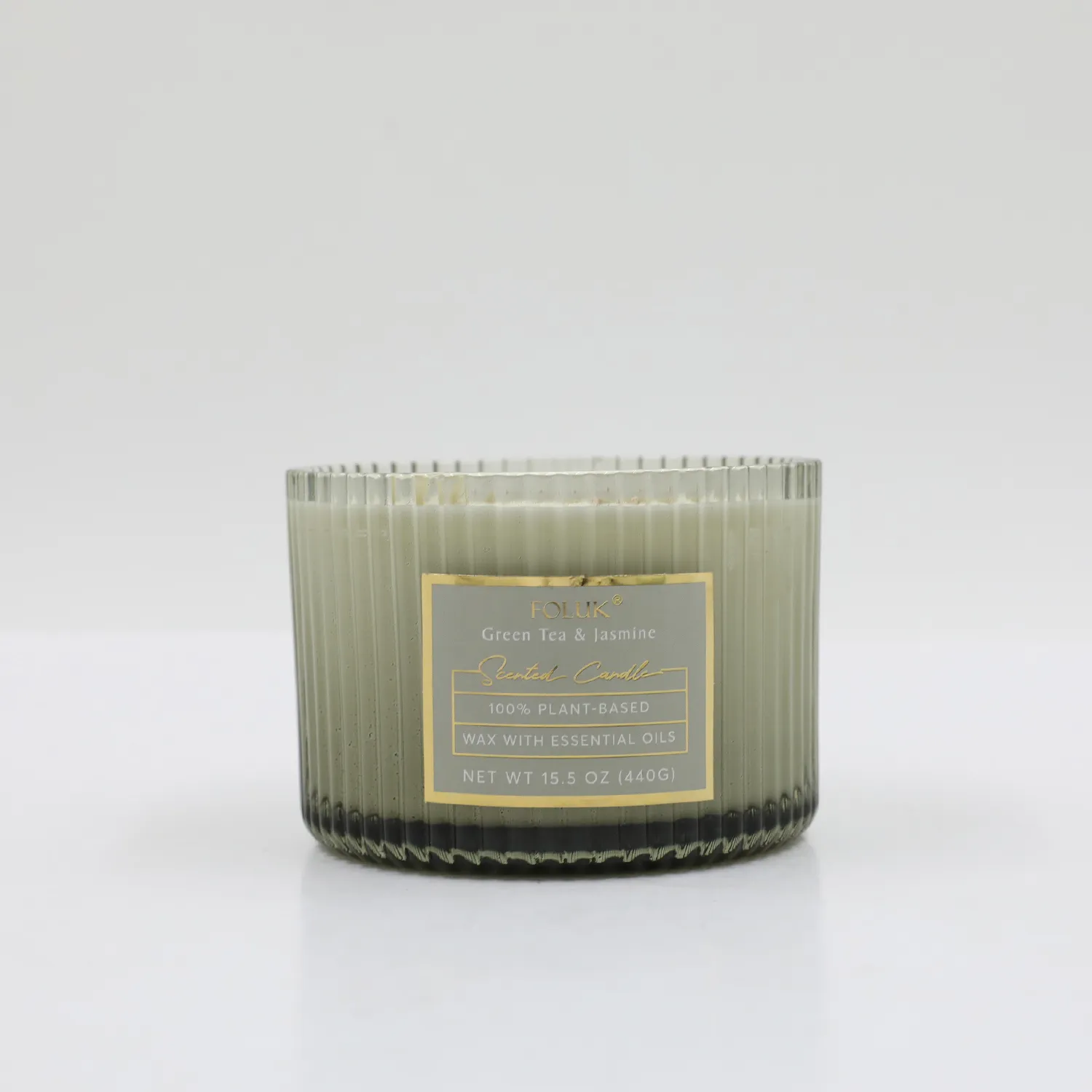 FOLUK 15.2oz Green Tea&Jasmine Scented 2-Wick Candle