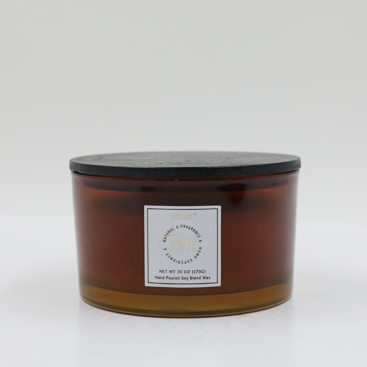 FOLUK 20oz Dark Amber&Wood Scented 4-Wick Candle