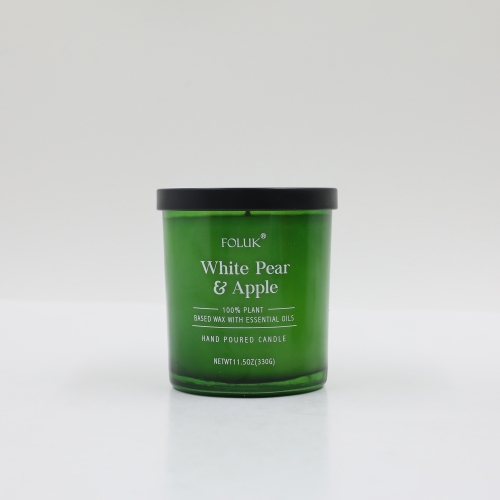 FOLUK 11oz White Pear & Apple Scented Single-Wick Candle