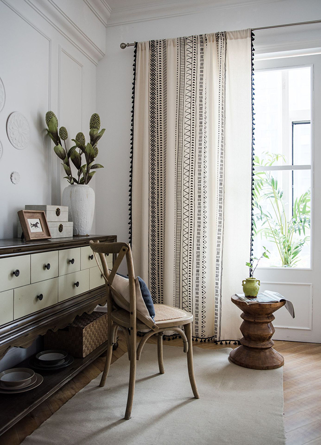 Farmhouse Curtain | Black and White curtain | boho curtain