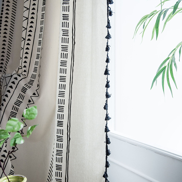 Farmhouse Curtain Black and White curtain boho curtain