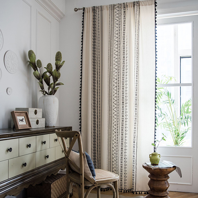 Farmhouse Curtain | Black and White curtain | boho curtain