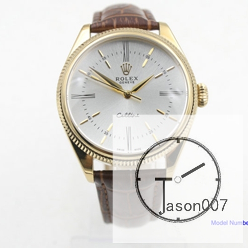 ROLEX Cellini Time Yello Gold White Dial 39MM Automatic Movement Black Leather Strap Mens Watch AYZ114202031890