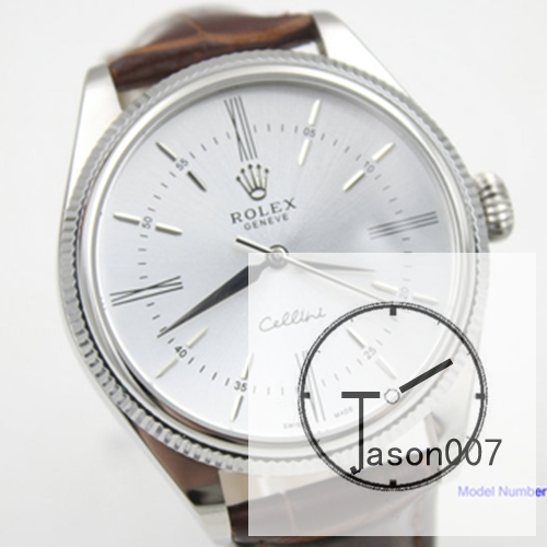 ROLEX Cellini Time White Dial 39MM Automatic Movement Brown Leather Strap Mens Watch AYZ081202031890