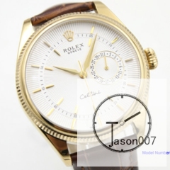 ROLEX Cellini Date Yellow Gold White Dial 39MM Automatic Movement Brown Leather Strap Mens Watch AYZ213202031810