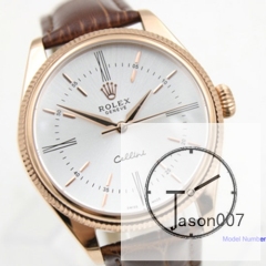 ROLEX Cellini Time Everose White Dial 39MM Automatic Movement Brown Leather Strap Mens Watch AYZ21202031800