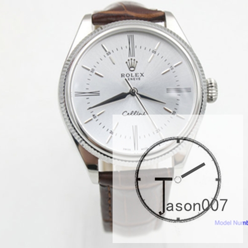 ROLEX Cellini Time White Dial 39MM Automatic Movement Brown Leather Strap Mens Watch AYZ081202031890