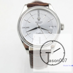 ROLEX Cellini Time White Dial 39MM Automatic Movement Brown Leather Strap Mens Watch AYZ081202031890