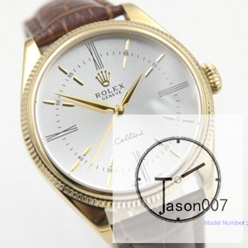 ROLEX Cellini Time Yello Gold White Dial 39MM Automatic Movement Black Leather Strap Mens Watch AYZ114202031890