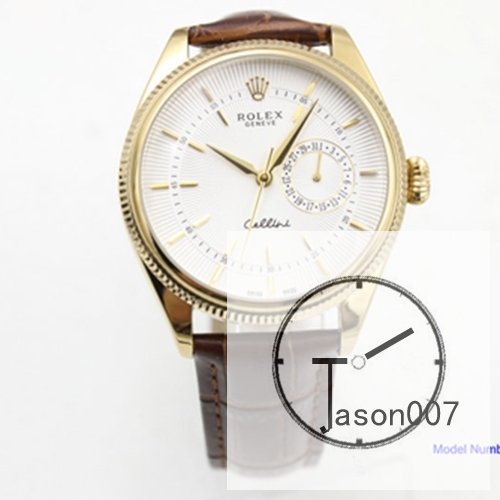 ROLEX Cellini Date Yellow Gold White Dial 39MM Automatic Movement Brown Leather Strap Mens Watch AYZ213202031810