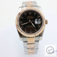 ROLEX DATEJUST 36MM Everose Two Tone Black Dial Automatic Stainless Steel Mens Watch AJL168975690