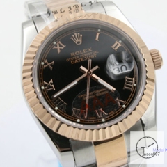 ROLEX DATEJUST 36MM Everose Two Tone Black Dial Automatic Stainless Steel Mens Watch AJL168975690