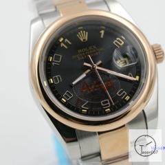 ROLEX DATEJUST 36MM Two Tone Everose Smooth Bezel Black Dial Automatic Stainless Steel Mens Watch AJL21268975620