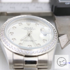 ROLEX DATEJUST 36MM Diamond Bezel Silver Dial Automatic Stainless Steel Mens Watch AJL21098975620