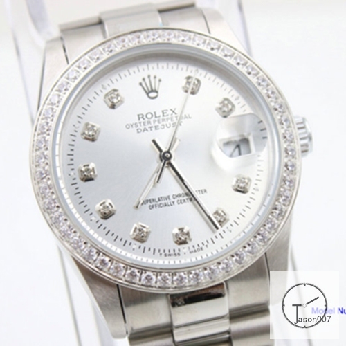 ROLEX DATEJUST 36MM Diamond Bezel Silver Dial Automatic Stainless Steel Mens Watch AJL21098975620