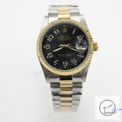 ROLEX DATEJUST 36MM Two Tone Black Number Dial Automatic Stainless Steel Mens Watch AJL11218975690