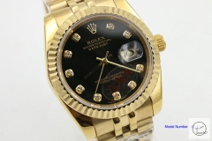 ROLEX DATEJUST 36MM Yellow Gold Black Dial Automatic Stainless Steel Mens Watch AJL1128975690