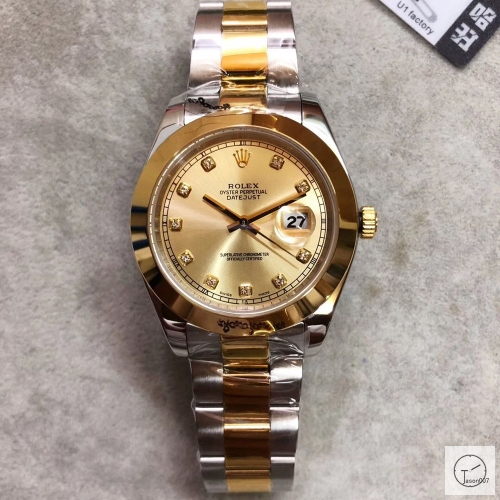 U1 Factory Rolex Oyster Perpetual Datejust 41MM Two Tone Yellow Gold Diamond Dial Automatic Stainless Steel Mens Watch AJU217689756960