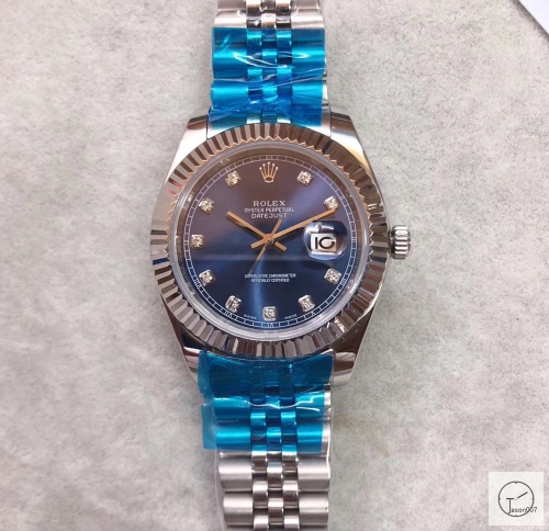 U1 Factory Rolex Oyster Perpetual Datejust 41MM Blue Diamond Dial Automatic Stainless Steel Mens Watch AJL2156789756940