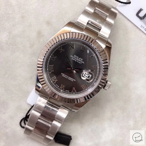 U1 Factory Rolex Oyster Perpetual Datejust 41MM Dark Rhodium Roman Dial Automatic Stainless Steel Mens Watch AJL21668975620
