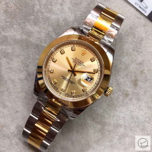 U1 Factory Rolex Oyster Perpetual Datejust 41MM Two Tone Yellow Gold Diamond Dial Automatic Stainless Steel Mens Watch AJU217689756960