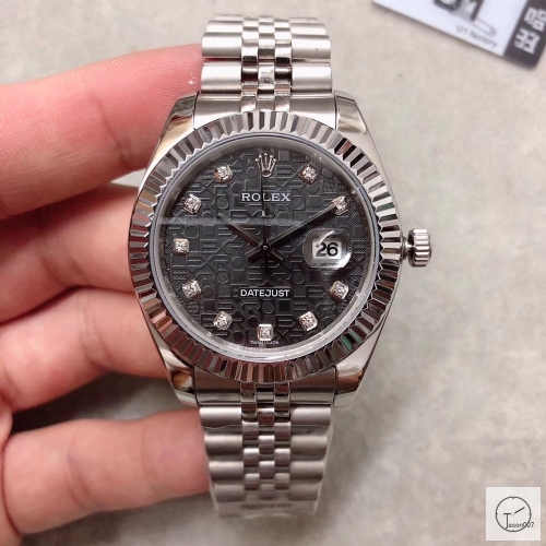 U1 Factory Rolex Oyster Perpetual Datejust 41MM Dark Rhodium Diamond Dial Automatic Stainless Steel Jubilee Bracelet Mens Watch AJLU21658975640