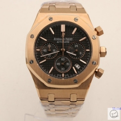 Audermars Piguet Royal Oak 41MM Quartz Chronograph Rose Gold Black Face Mens Watch AU3161987100