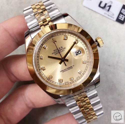 U1 Factory Rolex Oyster Perpetual Datejust 41MM Two Tone Gold Diamond Dial Automatic Stainless Steel Jubilee Bracelet Mens Watch AJU21789756960