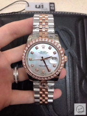 ROLEX DATEJUST 36MM Two Tone Everose White Dial Automatic Stainless Steel Mens Watch AJL21379755660