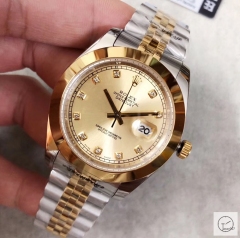U1 Factory Rolex Oyster Perpetual Datejust 41MM Two Tone Gold Diamond Dial Automatic Stainless Steel Jubilee Bracelet Mens Watch AJU21789756960