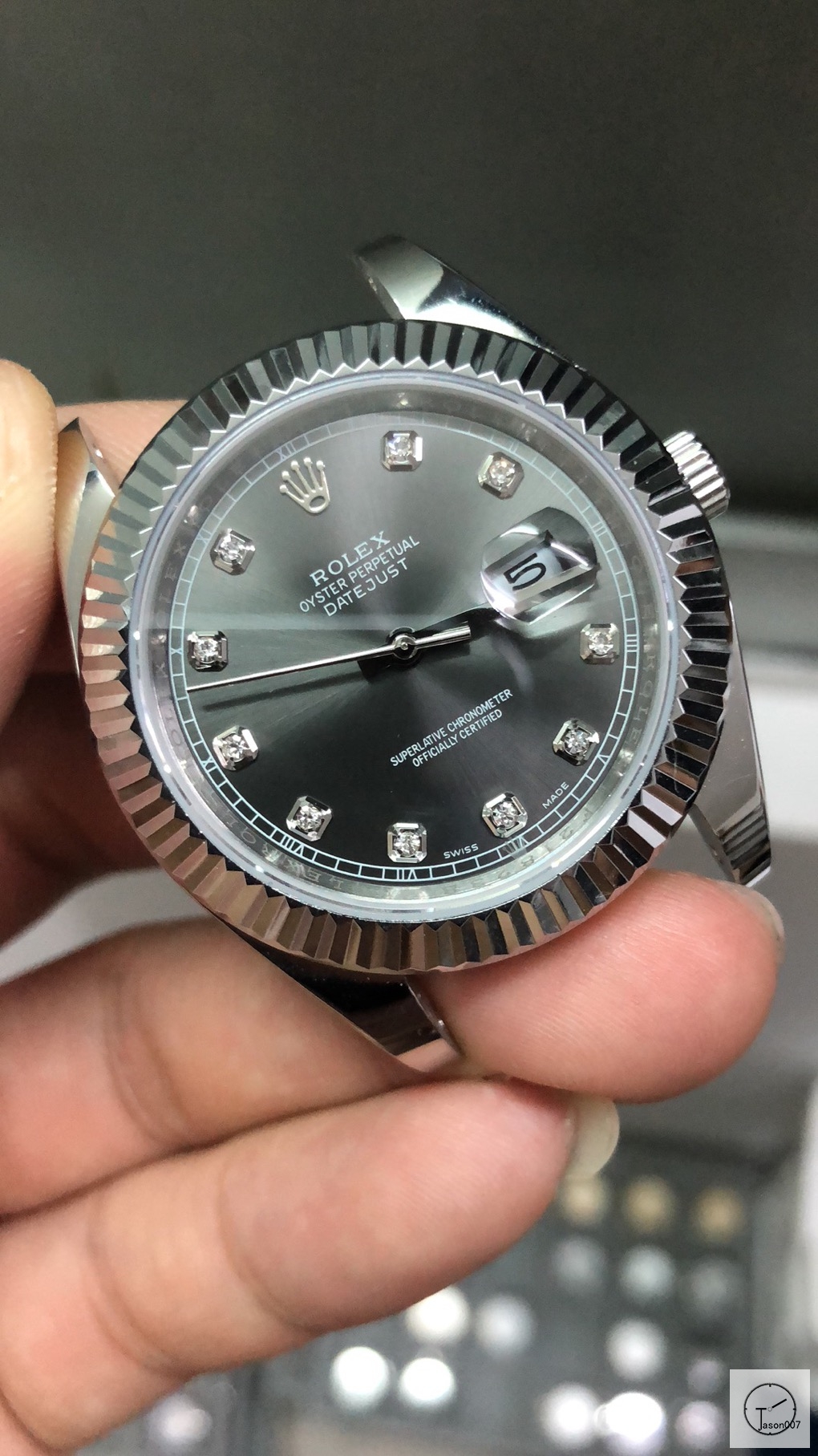 U1 Factory Rolex Oyster Perpetual Datejust 41MM Dark Rhodium Diamond Dial Automatic Stainless Steel Jubilee Bracelet Mens Watch AJU217378975640