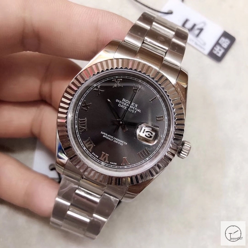 U1 Factory Rolex Oyster Perpetual Datejust 41MM Dark Rhodium Roman Dial Automatic Stainless Steel Mens Watch AJL21668975620